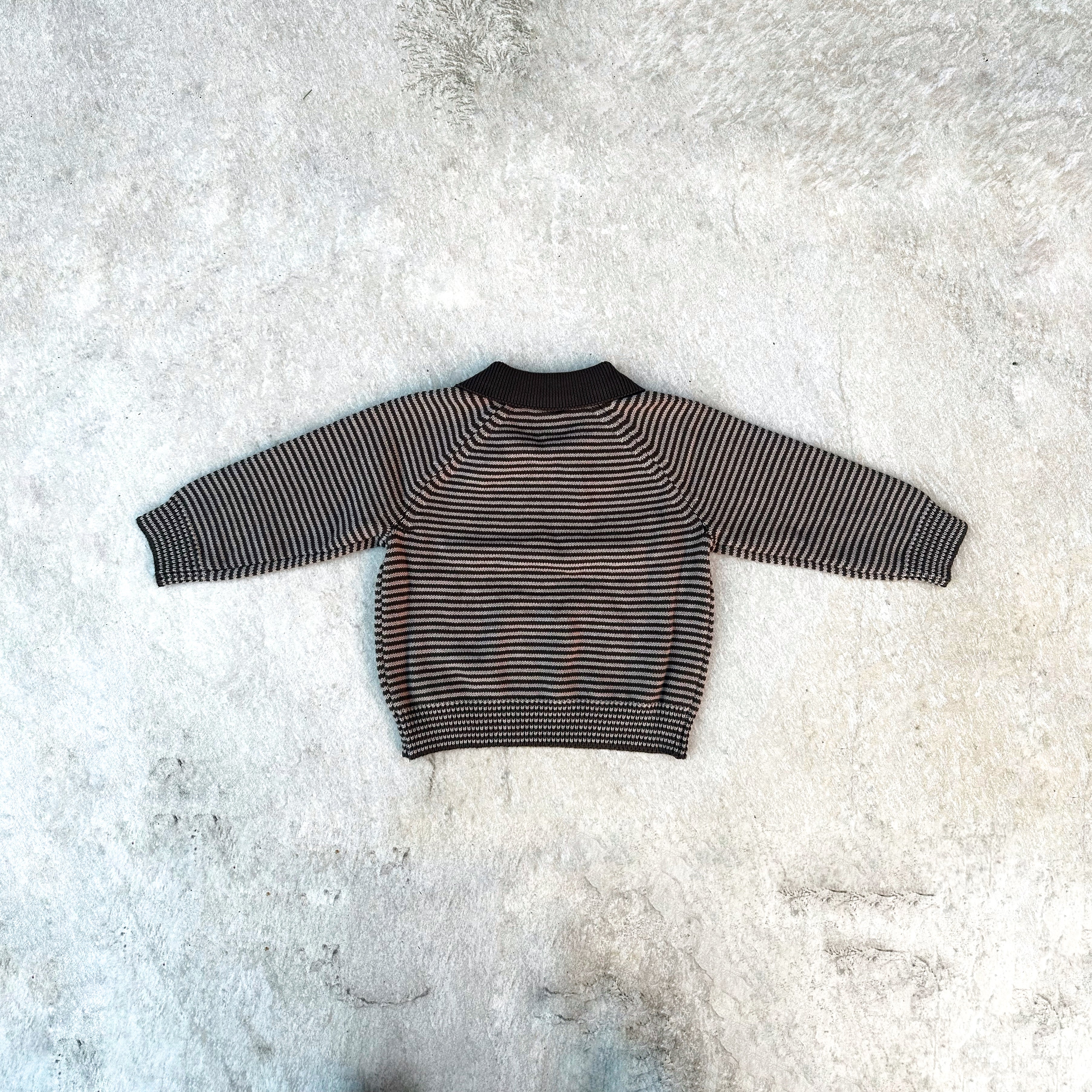 Brown Stripe Collar Knit Top