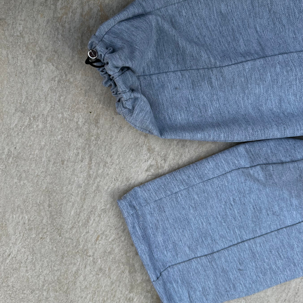 Grey Wide Leg Adjustable Joggers