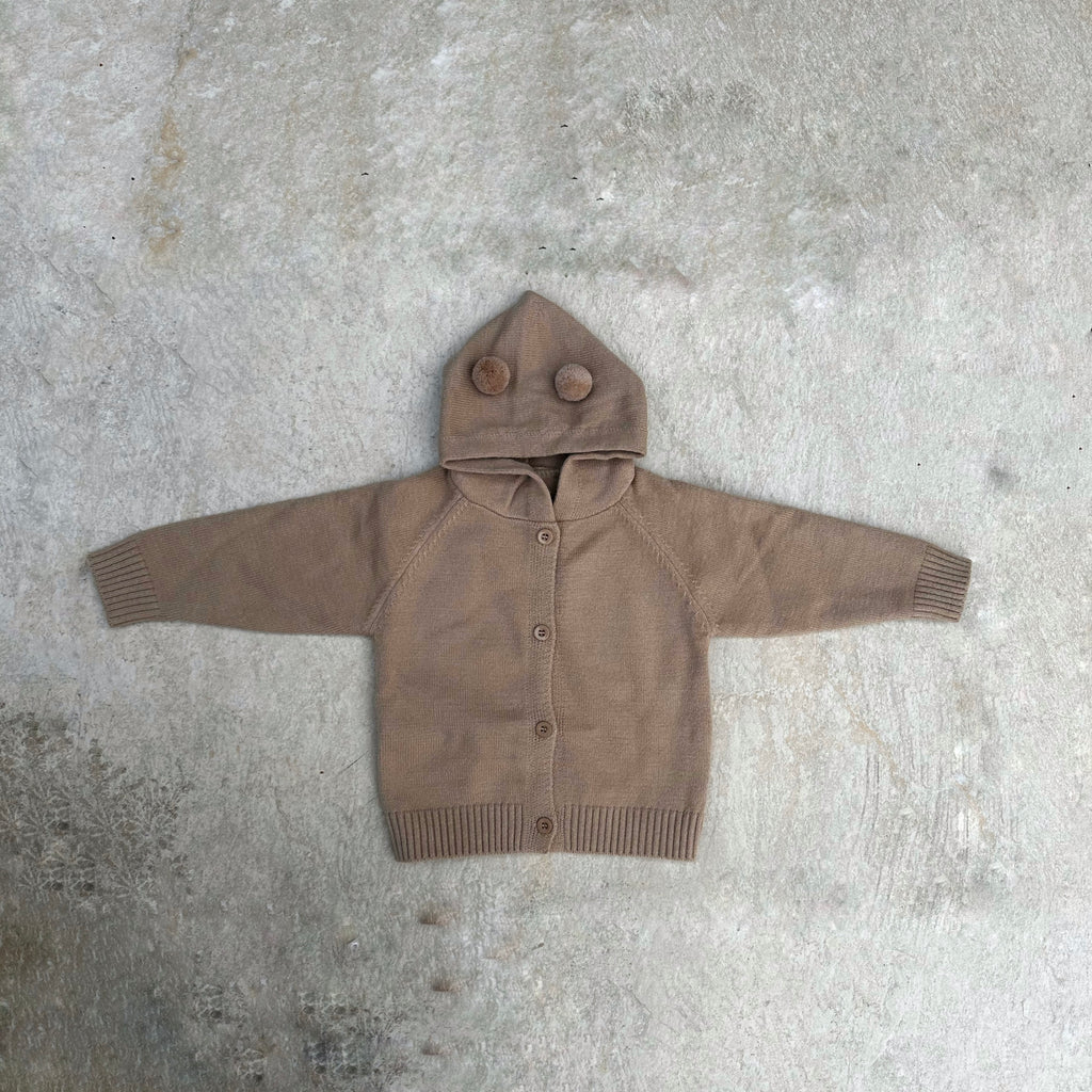 Bobble Hooded Knit Cardigan