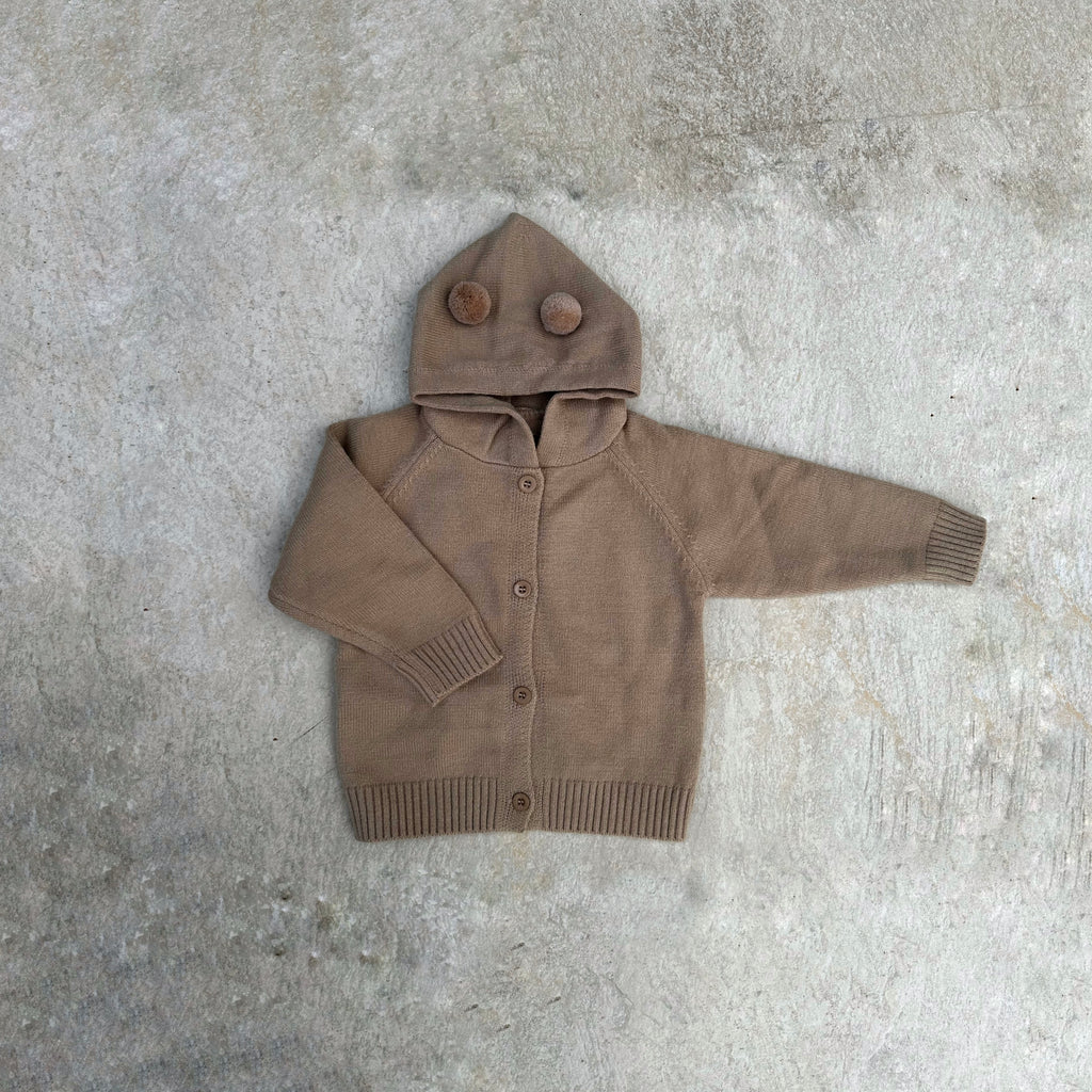 Bobble Hooded Knit Cardigan