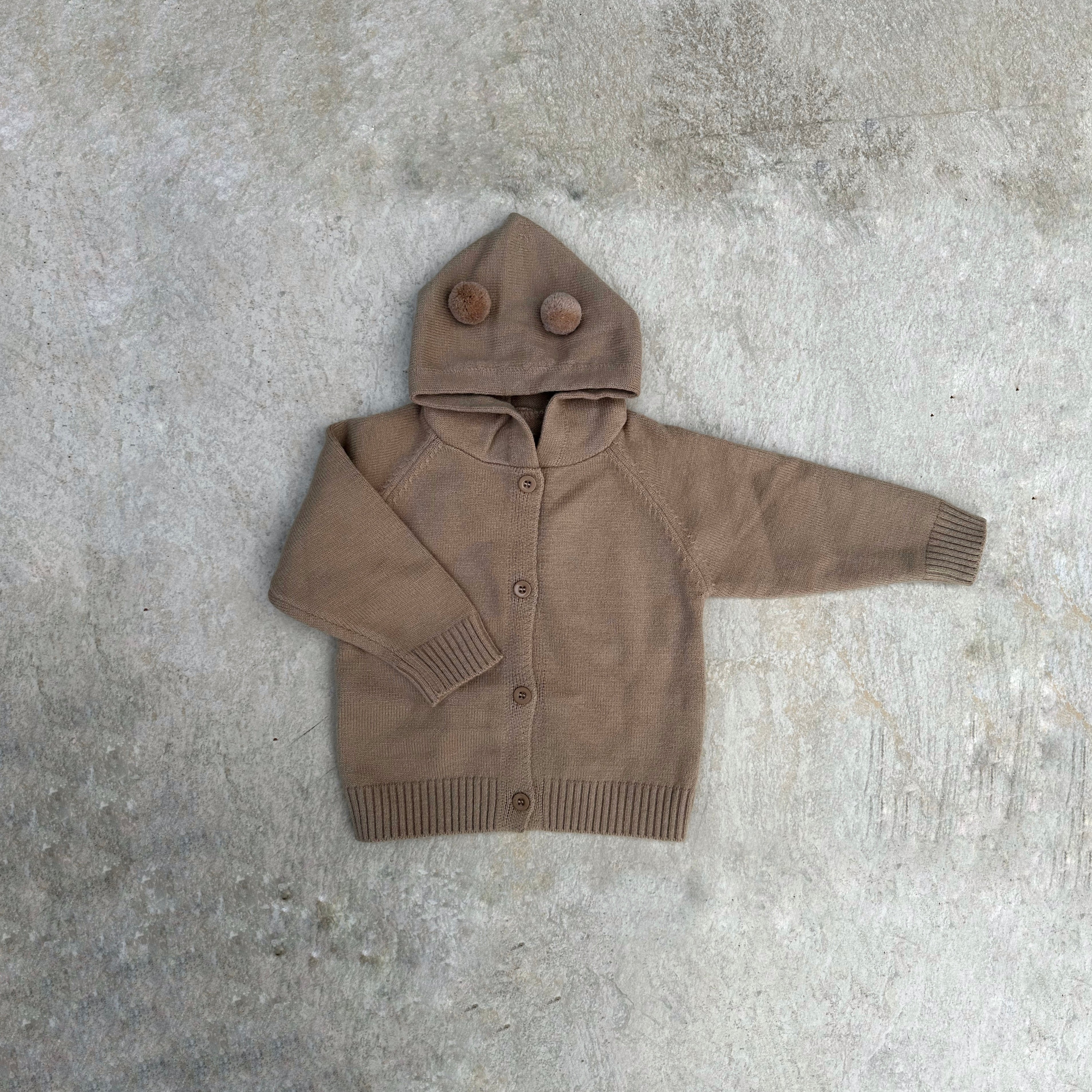 Bobble Hooded Knit Cardigan