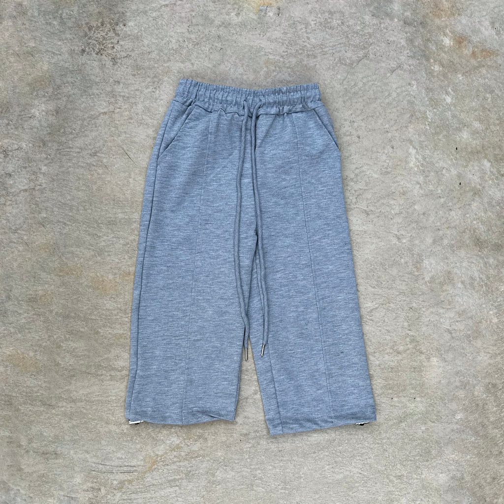 Grey Wide Leg Adjustable Joggers