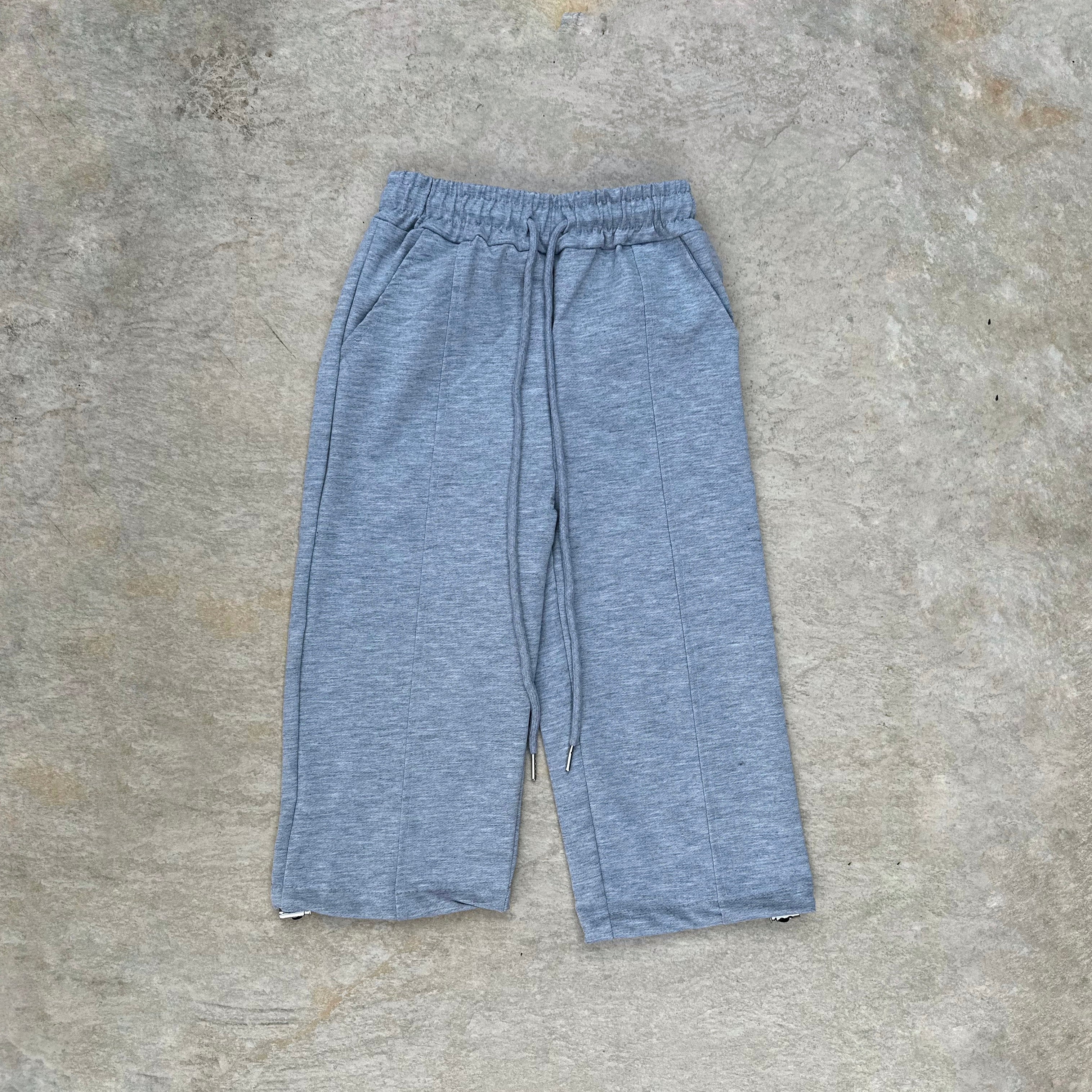 Grey Wide Leg Adjustable Joggers